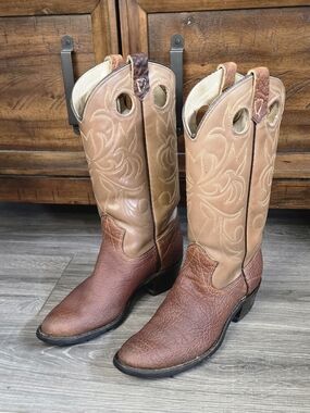 Vintage Texas Cowboy Boots Men's 8.5D Brown Leather Restored Made in USA Western